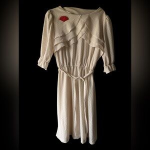 Vintage 70’s Creme Dress With Red Accents